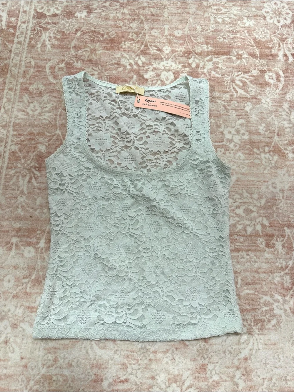 NWT 🩵 Y2K Baby Blue Lace Square-Neck Tank Top - Picture 3 of 8